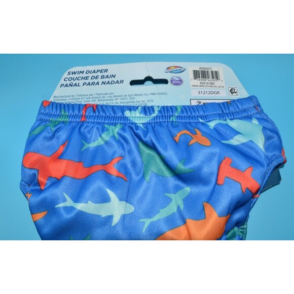 SwimWays Reusable Swim Diaper Small 6M+ Shark Print UPF 50+ Baby Swimwear NWT - Picture 2 of 3